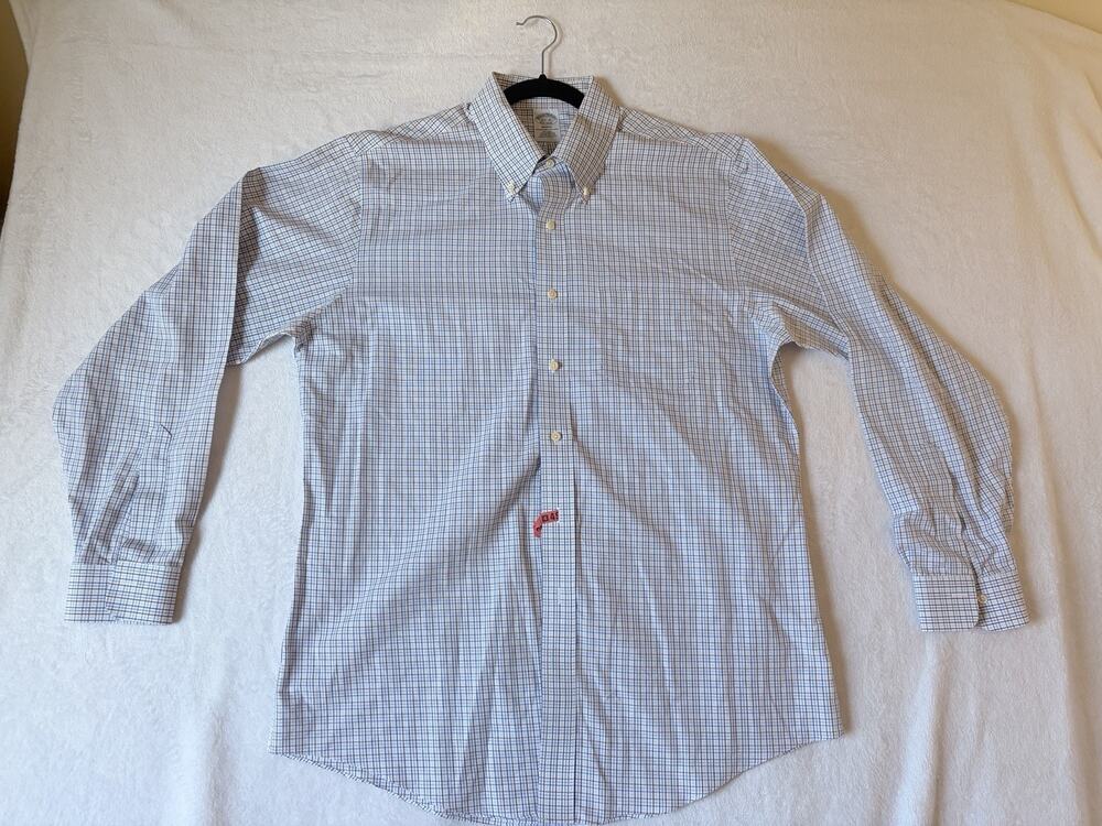 Brooks Brothers Men Regent Fit Shirt 16.5-35 Blue/Red Check